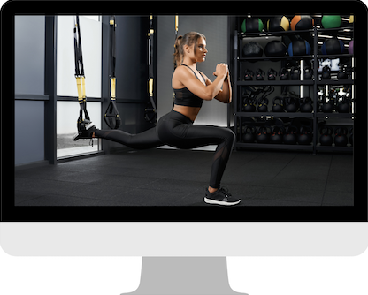 Women Exercises on the computer screen